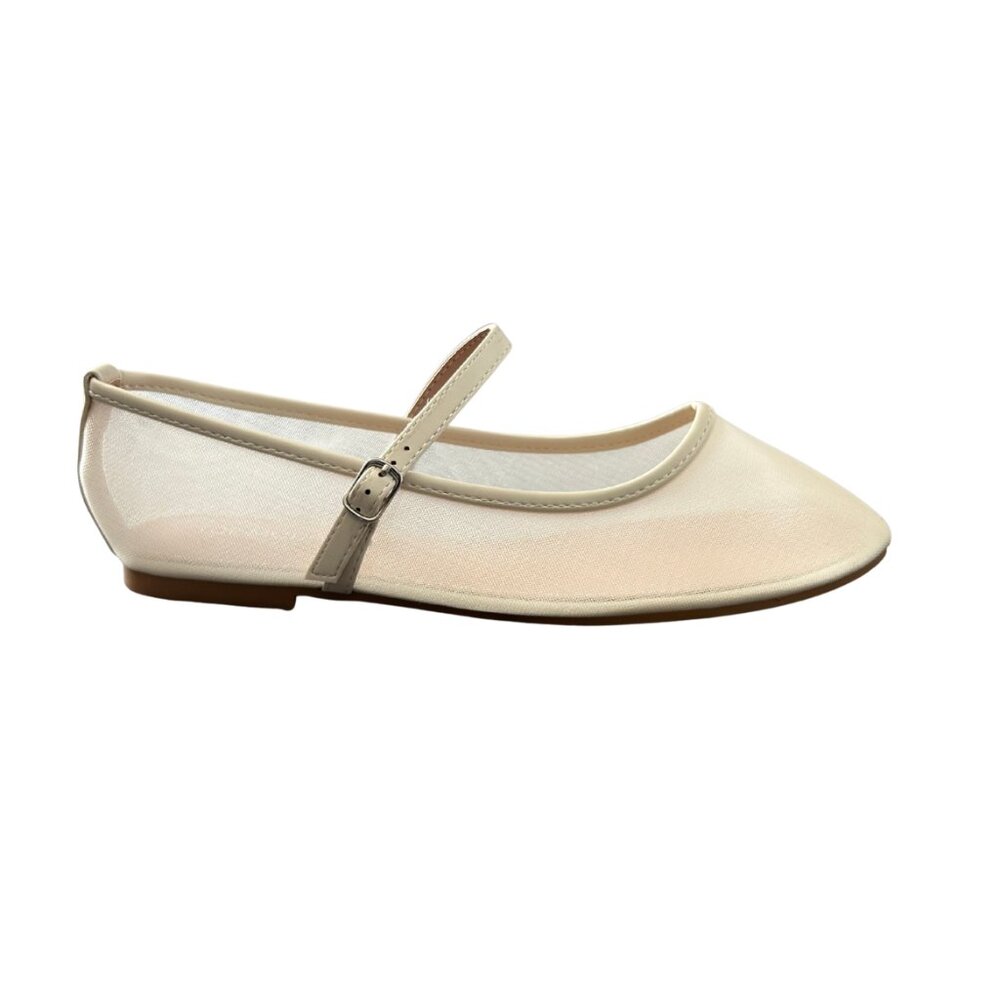 NWT Ivory Mesh Mary Jane Ballet Flats, Sz 9